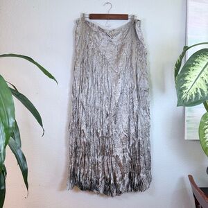 Soft Surroundings Metallic Silver Grey Crinkle Pleat Romantic Flowy Skirt 2X